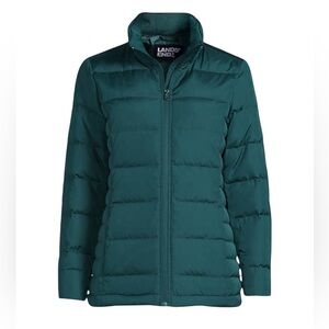 Lands End Down Puffer Coat Winter Jacket Teal Green Womens Large